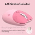 thumbnail image 2 of Cute Cat 2.4G Wireless Mouse, Lightweight Soundless, 3 Levels DPI, Kawaii Mouse for Girls and Kids, Compatible with Windows 2000 2003, Win7 8 10 Vista ME, OS X, Linux PC Laptop - Pink Cat, 2 of 8