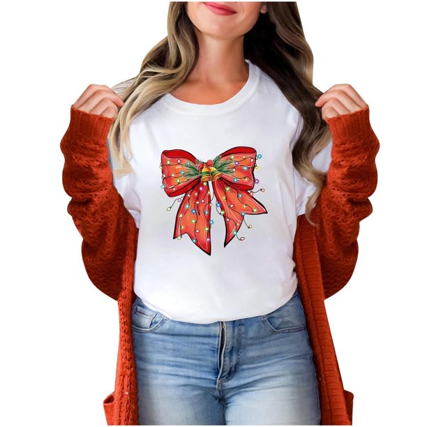 Puntoco Camiseta informal de cuello redondo estampada para mujer, blusa holgada de manga corta