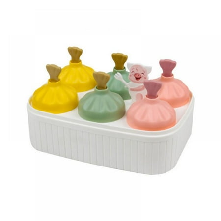 

Mini Ice Pop Mold 6 Cavities Reusable Cartoon DIY Popsicle Molds Homemade Silicone Popsicle Maker for Lollipop Steamed Buns Style Baby Food and Ice Cream Tray