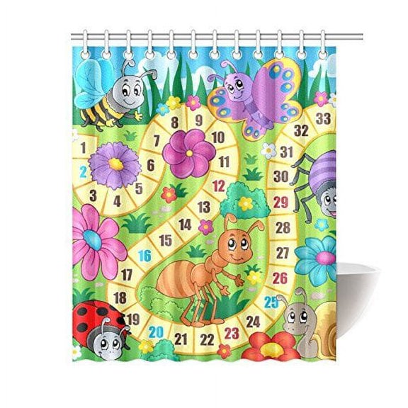CYNLON Board Game Bathroom Bathroom Decor Bath Shower Curtain 60x72 inch