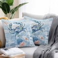 thumbnail image 2 of Waterproof Throw Pillow Covers Set of 2, 26x26 Inch Coastal Blue Crab Decorative Pillowcases Outdoor Pillow Slip Cushion Covers Set for Couch Tent Ocean Nautical Starfish Coral Wooden, 2 of 7