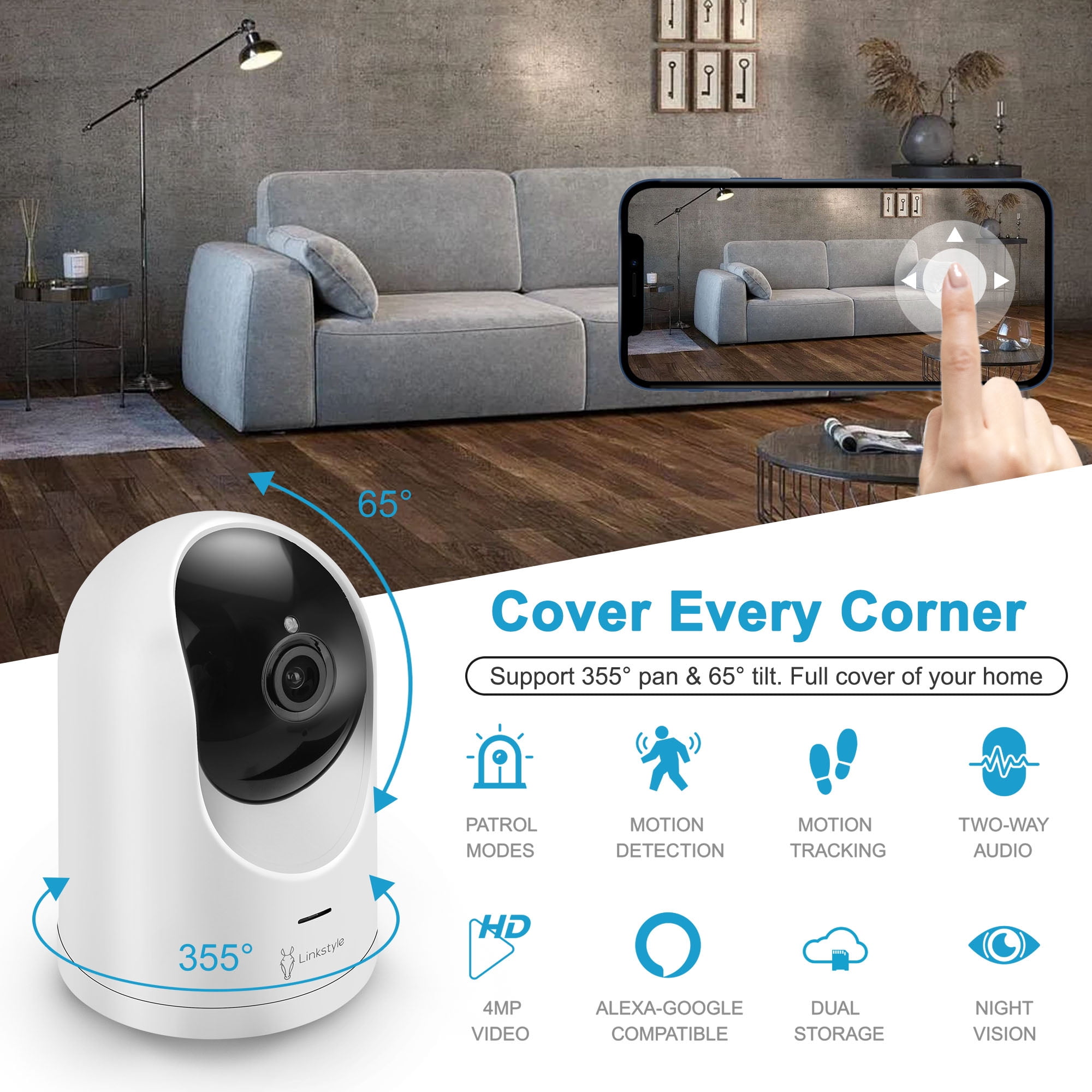 Mira II 2K Indoor Security Camera By LINKSTYLE — Baby, Pet & Home Smart Surveillance Monitor, AI Motion, 2-Way Audio, Night Vision (NO SUBSCRIPTION REQUIRED)