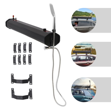 Miumaeov 1.8L Car Road Shower Kie Roof Rack Mounted Outdoor Camping Water Supply Kit Portable Water Tank 5.58ft Hose