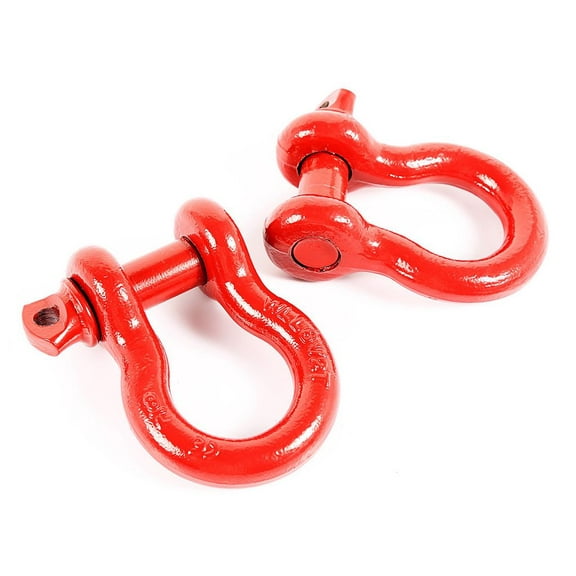Rugged Ridge by RealTruck D-Ring Shackle Kit | 7/8", Red, Steel, Pair | 11235.13