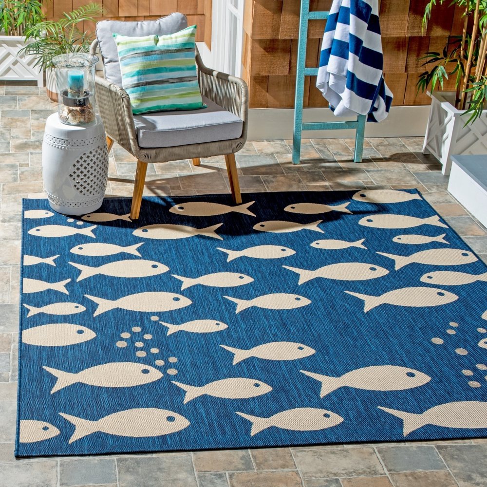 Safavieh Courtyard Trena Fish Print Indoor/Outdoor Area Rug Walmart