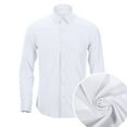 thumbnail image 2 of LIIPEE Men Shirts Casual Solid Color Long Sleeve Lapel Button Up Dress Shirt Male Fashion Slim Fit Formal Business Tops Comfortable Breathable Soft Daily Shirts,White,42, 2 of 8