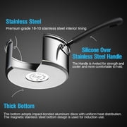 Cook N Home Professional Double Boiler Saucepan 2-Quart, 18/10 Stainless Steel Steam Melting Pot for Butter Chocolate Cheese, Tempered Glass Lid