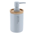 thumbnail image 6 of Elegant Light Blue Soap Dispenser - Polyresin and Bamboo Design, Refillable Liquid Pump, 6 of 7