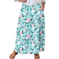 thumbnail image 2 of Easter Dresses for Women Viikei A-Line Skirt with Floral Pattern,Women's Printed Elastic Waistband Pleated Pocket Skirt With Mid Calf Skirt Blue XXXXXL, 2 of 5