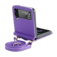 thumbnail image 5 of Dteck For Samsung Galaxy Z Flip4,Shockproof Artificial Leather Adjustable Shoulder Strap Case Cover,Purple, 5 of 7