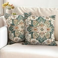 thumbnail image 2 of Boho Green Throw Pillow Covers 16x16 inch Set of 2, Bohemian Carpet Double Sided Pattern Soft Plush Cushion Cover for Couch Sofa Bed Decorative, Only Pillowcase (No Insert), 2 of 6