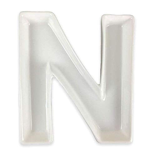 Letter: E Birthday Parties and Life Celebrations! Decorative Dishes for Weddings Anniversarys Baby Showers 5.5inch White Ceramic Letter Dish Just Artifacts 