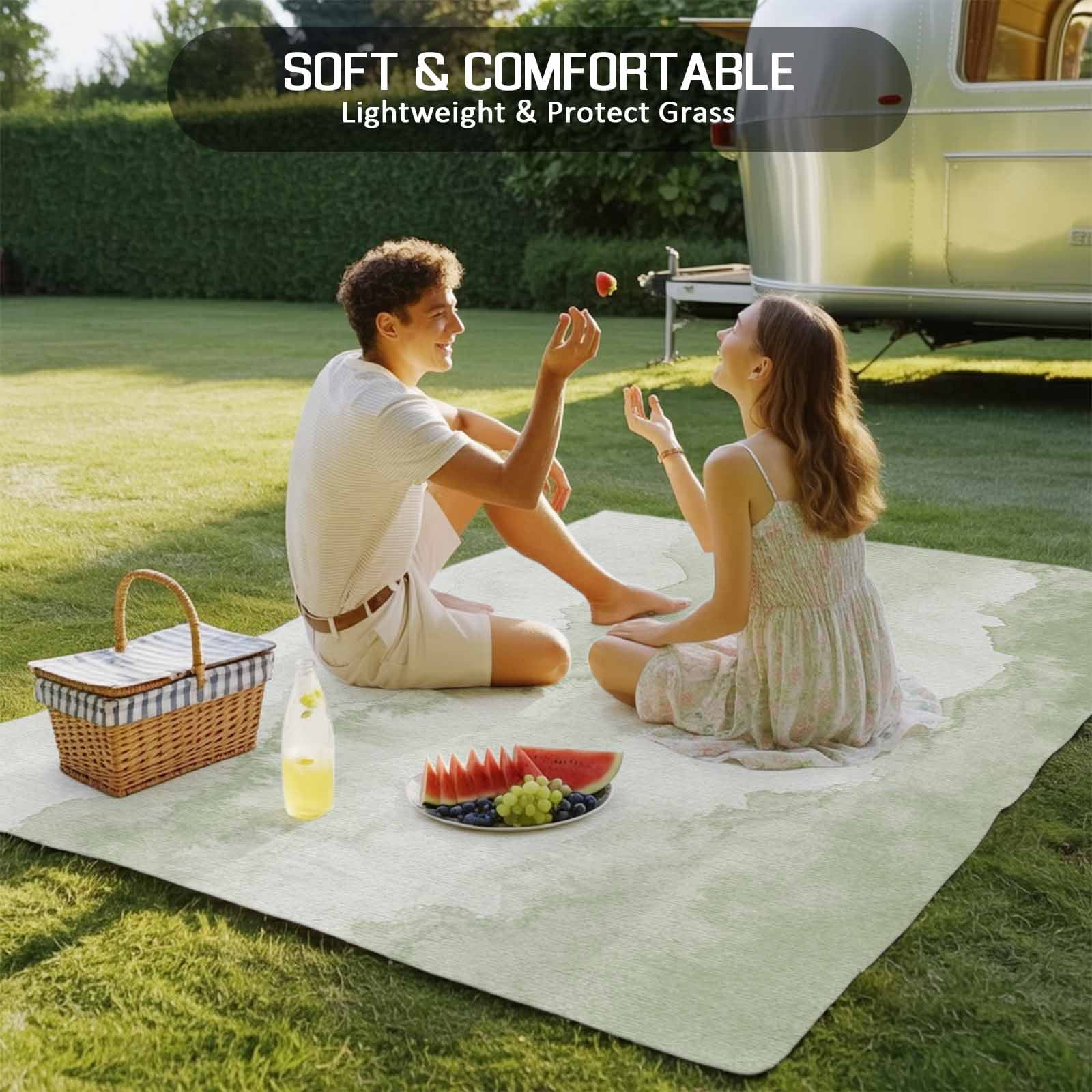 5' x 8' Outdoor Rug, Sage Green Ombre Mountain Outdoor Washable Rug Large Floor Carpet, Nature Abstract Art Marble Non Shedding Area Rug for Outside Patio RV Porch Deck Balcony Camping Living Room