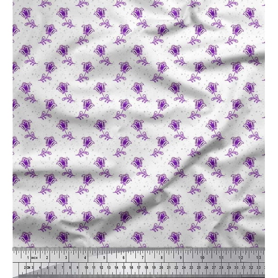 Soimoi Cotton Cambric Fabric Dot & Floral Artistic Print Fabric by Yard 56 Inch Wide