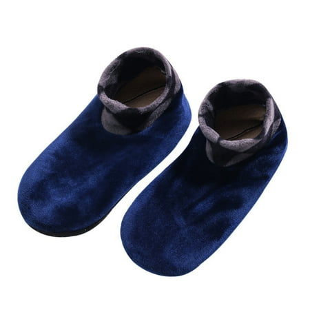 

Warmth and Velvet Socks Plush Lined Cotton Slipper Socks for Men Father Holiday Gift Navy