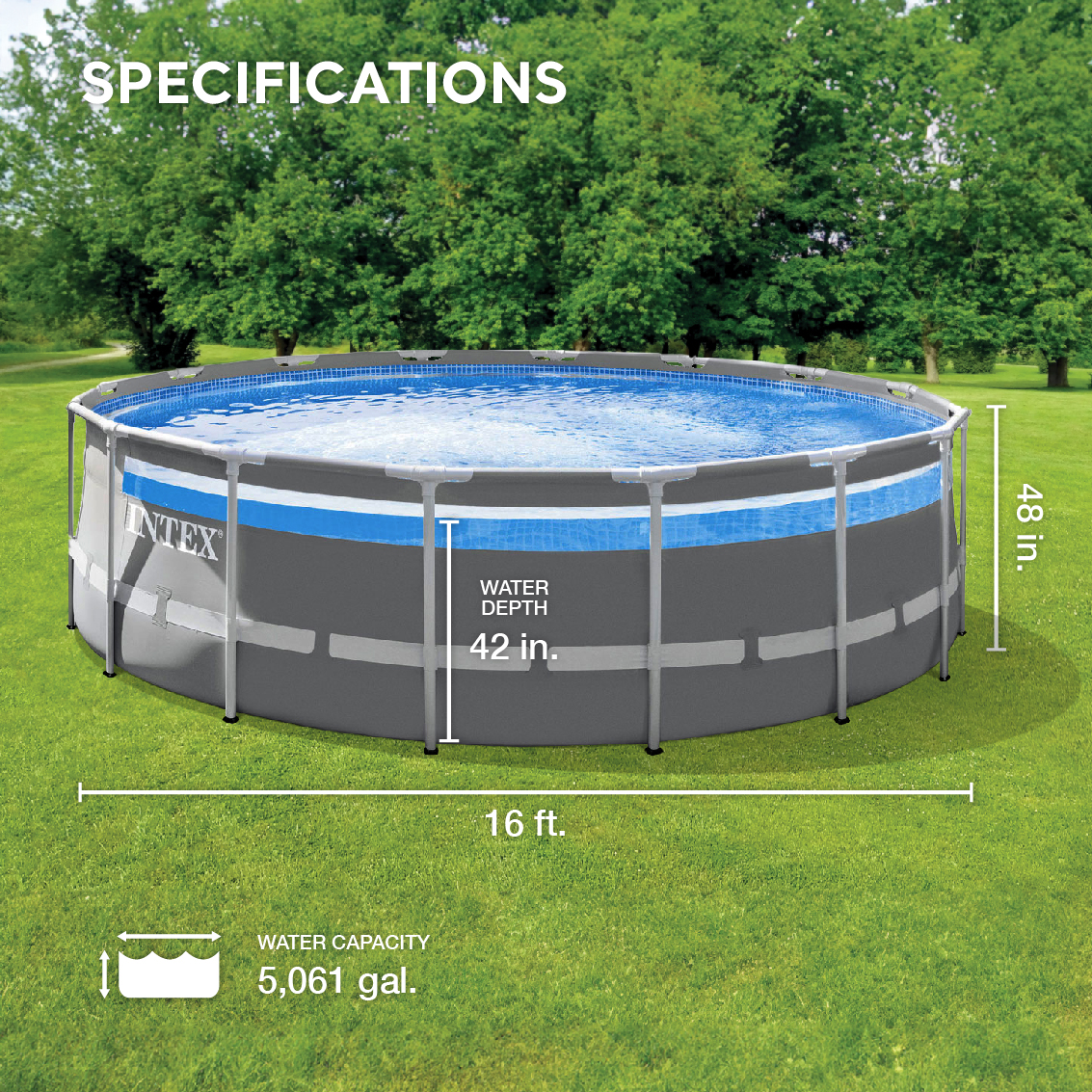 Intex 26729EH 16ft x 48in Clearview Prism Above Ground Swimming Pool w/Pump - image 3 of 13