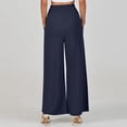 thumbnail image 4 of Kagetolytai Wide Leg Pants Woman Women's Casual Fashion Solid Colour Cotton Linen Casual Pants Wide Leg Trousers Sweatpants with Pockets Linen Pants Women Pants for Women Dark Blue 2XL, 4 of 7