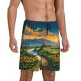 thumbnail image 2 of Balery Sunflowers At Sunset Pantalones cortos de pijama de punto de algodón para hombre con cinturilla y bolsillos-4X-Large, 2 of 6
