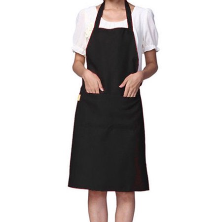 

Jygee 2 Pieces Solid Color Simple Design Halter Neck Apron Polyester Waiter Baker Chefs Full Bib Front Pocket