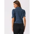 thumbnail image 3 of DARING DIVA Women's Short Puff Sleeves Button-Down Denim Jacket M Dark Blue, 3 of 6