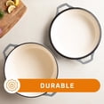 thumbnail image 6 of 2-in-1 Enamel Cast Iron Dutch Oven with Skillet Lid - 7 Quart Grey Cookware for Casserole, Stew & Braising, 6 of 6