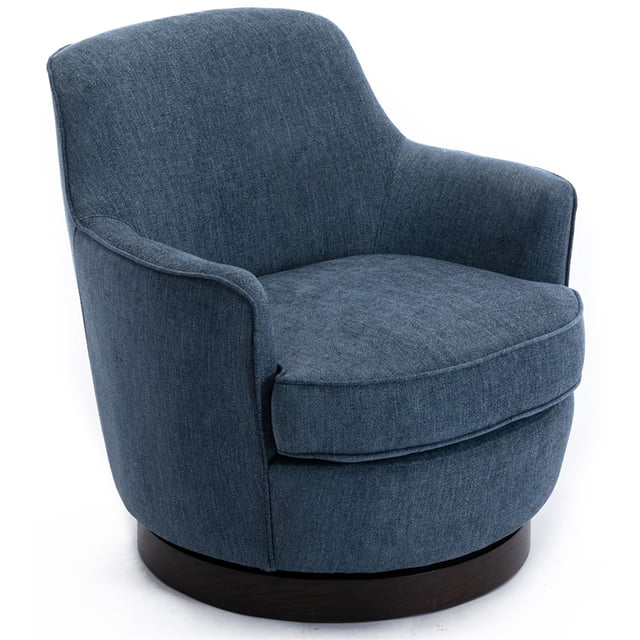 Comfort Pointe Reese Cadet Blue Fabric Wood Base Swivel Accent Chair