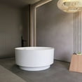 thumbnail image 2 of 49 Inch Round Freestanding Soaking Bathtub for Bathroom, Solid Surface Matte White Tub with Modern Design for Spacious Layouts, Deep Soak Experience, Easy Installation, 2 of 9