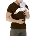 thumbnail image 2 of Domuza Kangaroo Baby Carrier Shirt for Men Funny Skin To Skin Short Sleeve V-Neck Tee Shirts 2026 New Fashion Comfortable Novelty Top with Pocket Brown 2XL, 2 of 5
