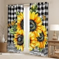thumbnail image 2 of Homewish Retro Flowers Sunflowers Black Out Curtains For Teens Female Girls,Geometric Plaid Curtains Pack of 2 (42x63 Each),Chic Floral Blossoms Bedroom Curtains,Lightweight Room Decor, 2 of 6