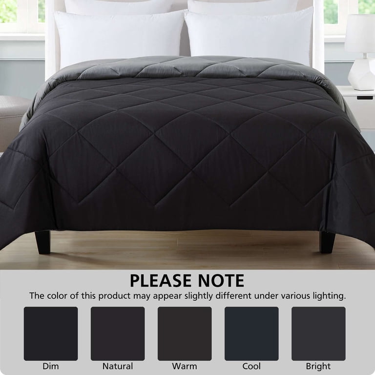 Mainstays Reversible Microfiber Comforter Full Queen Black Gray