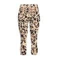 thumbnail image 5 of SCRAWLGOD Vintage Leopard Print Beige High Waisted Capri Yoga Pants for Women with Pockets Tummy Control Workout Leggings Comfy Active Yoga Capris for Running Cycling, S, 5 of 7