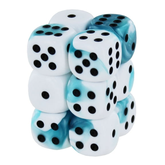 DND Dice Set-Chessex D&D Dice-16mm Gemini White, Teal, and Black Plastic Polyhedral Dice Set-Dungeons and Dragons Dice Includes 12 Dice – D6
