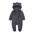 thumbnail image 2 of Baby Jumpsuit Baby Snowsuits Winter Fleece Romper with Hood Newborn Bear Snowsuit Boy and Girl One Piece Suit for 0-12 Months, Grey, 6-9 Months, 2 of 7