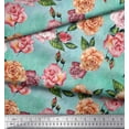 thumbnail image 3 of Soimoi Green Satin Silk Fabric Leaves & Rose Flower Decor Fabric Printed BTY 42 Inch Wide, 3 of 3