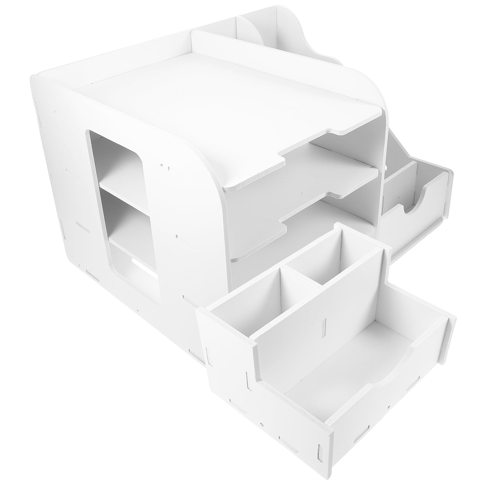 TEHAUX 1Pcs File Organizing Shelf Simple Design White Wood Plastic Composite Desk Paper Organizer for Office Supplies