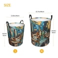 thumbnail image 3 of Balery Whimsical Cats Night Cafe Cesta de ropa redonda con asas, impermeable, independiente, para ropa, juguetes, dormitorio y familia-Small, 3 of 6