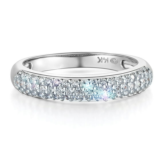 Wellingsale Ladies Solid 14k White Gold Polished CZ Cubic Zirconia Wedding Band - Size 7