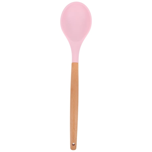 Utensilio de cocina de silicona antiadherente, resistente al calor, sin BPA, con mango de haya natural (cuchara)