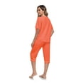thumbnail image 5 of ANLIQI Women's Cotton Capri Pajama Sets Soft Short Sleeve Sleepwear with Pants Two-Piece Pjs with Pockets(Coral Orange, Large), 5 of 8
