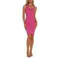 thumbnail image 2 of Vestido sin mangas Bodycon Inspire Chic para mujeres, vestido de tanque de verano acanalado, elegante en color rosa intenso, 2 of 6