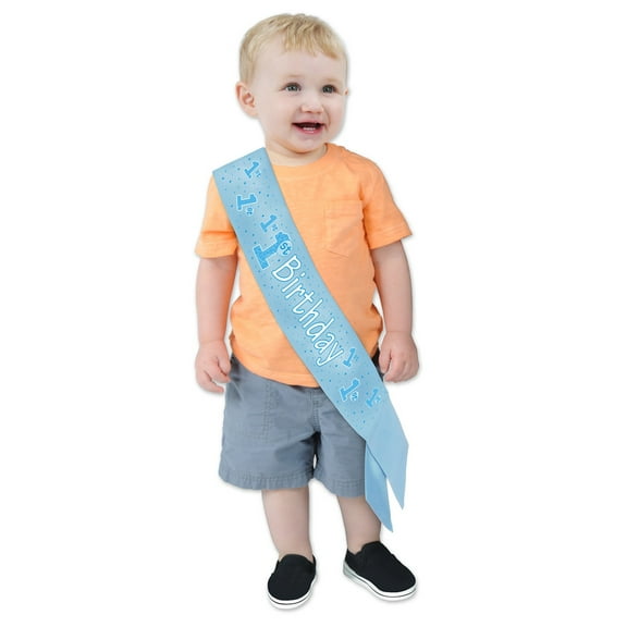 Beistle Pack of 6 Baby Blue 1st Birthday Satin Sash Party Accessories 19.25"