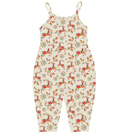 

Odeerbi Clearance Christmas Jumpsuits Toddler Baby Girl Jumpsuits Strap Romper Christmas Wapiti Pants With Pockets Beige