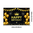 thumbnail image 2 of Black Background Happy Birthday Banner with Golden Crown Balloons and Bunting Party Decors Backdrop Photography Props for Birthday Party Celebration Photo Booth Event Decor, 2 of 7