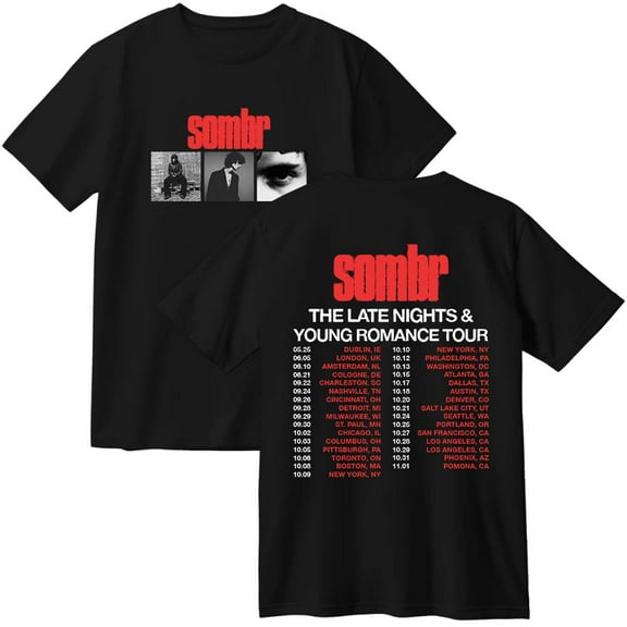 Sombr The Late Nights & Young Romance Tour T-Shirt Women Men Casual Crewneck Short Sleeve Tee