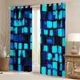 thumbnail image 2 of Feelyou Cartoon Pixelate Miner Blackout Curtains Set of 2 (52x84 Each), Blue Square Abstract Window Curtains, Fashion Honeycomb Curtains and Drapes, Window Curtains Home Decor, 2 of 6