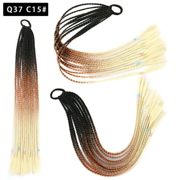 XmhyTop 2Pcs Vibrant Multi-Color Braided Ponytail Extensions, Elastic Band Secure Synthetic Hairpieces, Fun Styling for Crazy Hair Day, Women's Fashion Accessories，O