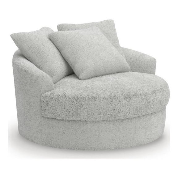Bowery Hill Contemporary Polyester Gray Oversized Swivel Accent Chair