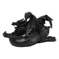 thumbnail image 2 of Medieval Fantasy Horned Black Soma Dragon At Repose Collectible Figurine 11"L, 2 of 9