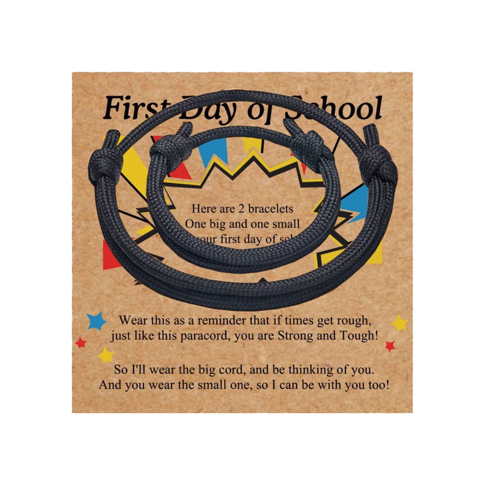 YDNGF Hand Rope Milan Rope Nautical Hand-Woven Adjustable Paracord Bracelet, Kindergarten First Day Bracelet Mother and Child Bracelet First School Gift Black