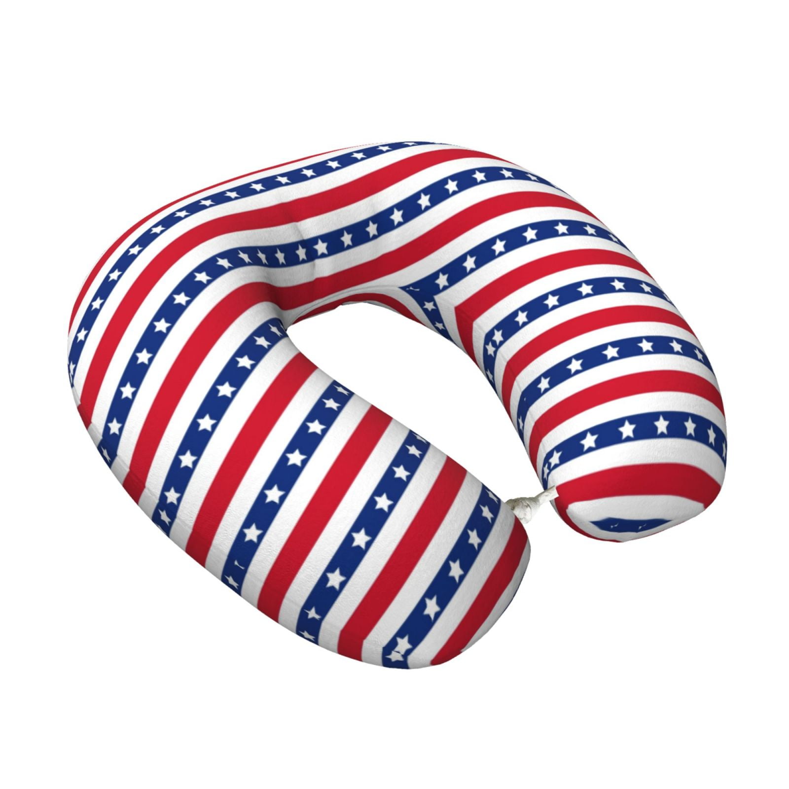 Xecao American Patriotic Stars And Stripes Print Memory Foam Cervical Neck Pillow Versatile U-Shaped Pillows for Home,Office,Camping,Travelling,Soft Washable Cover